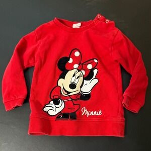 2T Disney Minnie Mouse Red Long Sleeve Sweatshirt Toddler Kids Size 2T